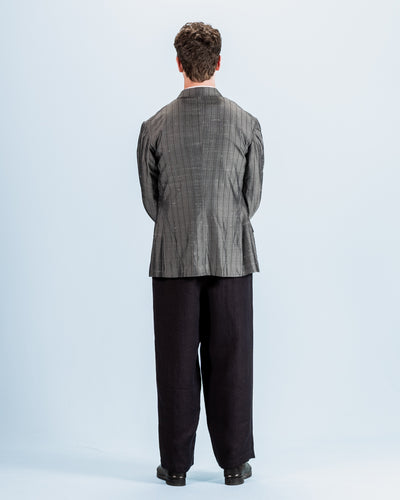 MotivMfg Burokrat Jacket - Grey Melange Stripe Vintage Dupioni - Standard & Strange
