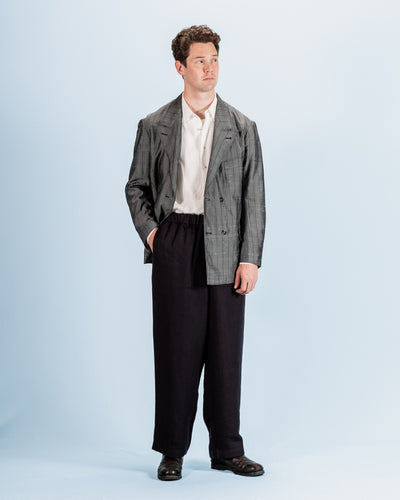 MotivMfg Burokrat Jacket - Grey Melange Stripe Vintage Dupioni - Standard & Strange