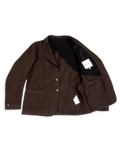MotivMfg Continental Sack Jacket - Espresso Wool Linen Crepe - Standard & Strange