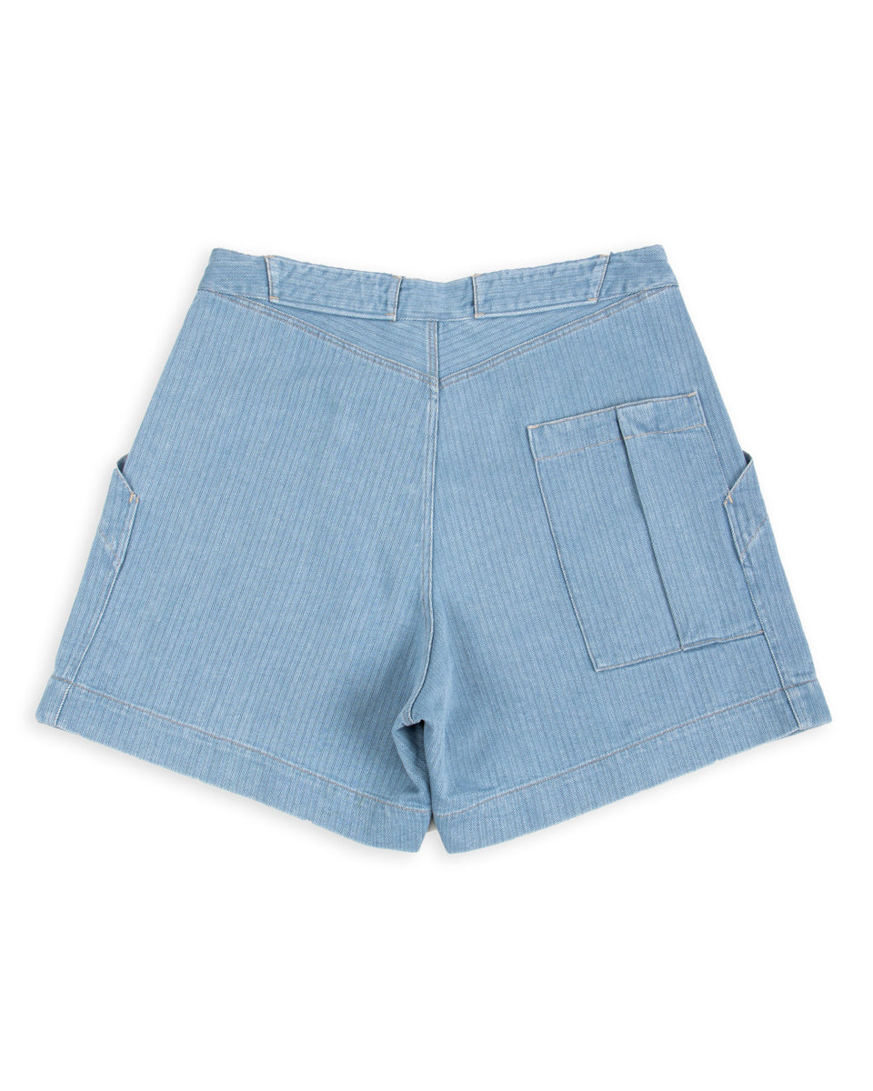 MotivMfg Denim Shorts - Light Indigo Herringbone Denim - Standard & Strange