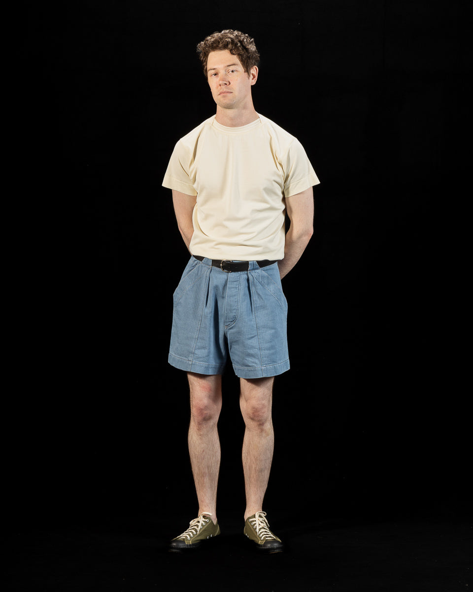MotivMfg Denim Shorts - Light Indigo Herringbone Denim - Standard & Strange