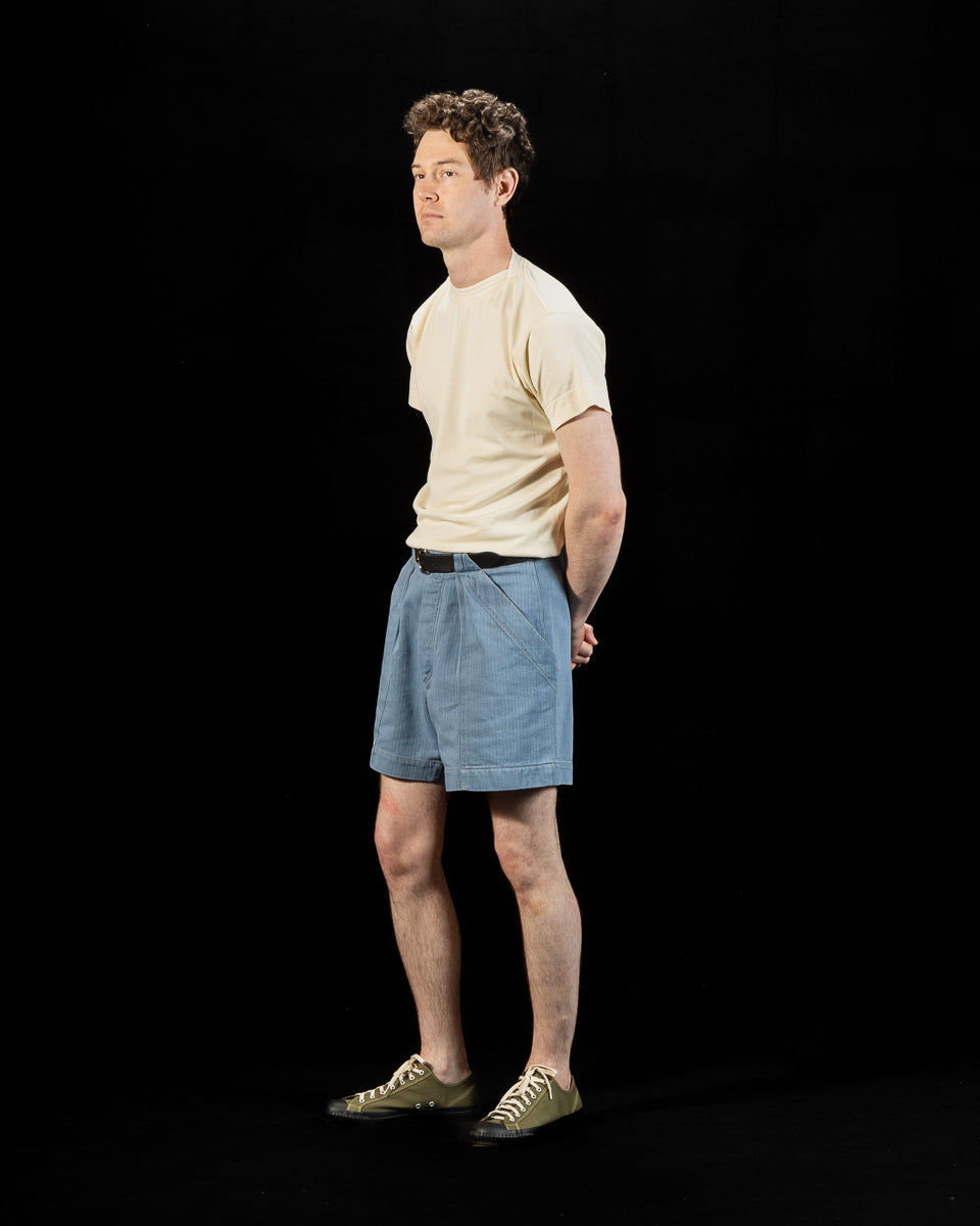 MotivMfg Denim Shorts - Light Indigo Herringbone Denim - Standard & Strange