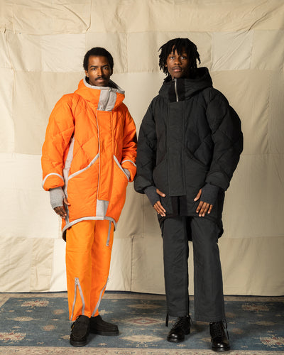MotivMfg Lander Down Coat - Charcoal Halley Stevenson "Military Finish" Waxed Cotton - Standard & Strange