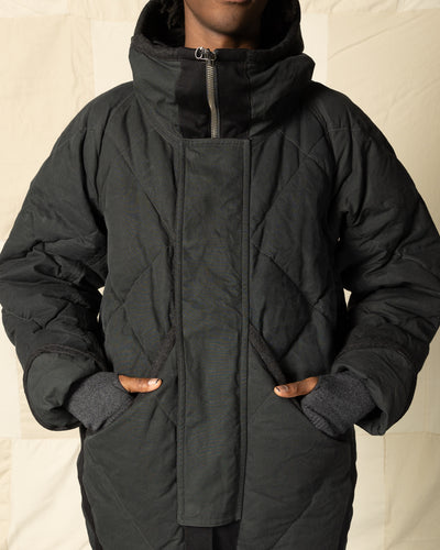 MotivMfg Lander Down Coat - Charcoal Halley Stevenson "Military Finish" Waxed Cotton - Standard & Strange