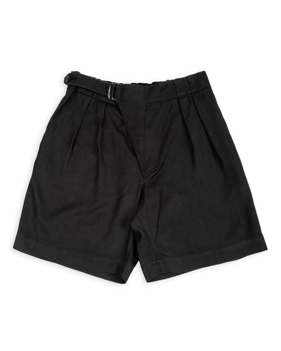 MotivMfg Oblique Shorts - Dark Navy Herringbone Tussah Silk - Standard & Strange