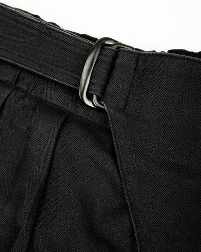 MotivMfg Oblique Shorts - Dark Navy Herringbone Tussah Silk - Standard & Strange