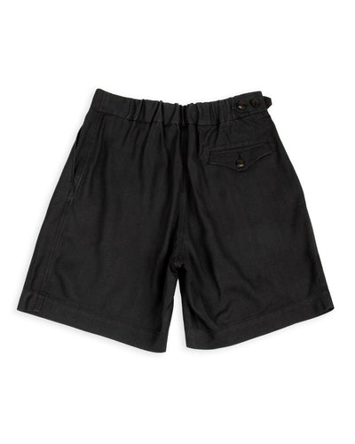 MotivMfg Oblique Shorts - Dark Navy Herringbone Tussah Silk - Standard & Strange