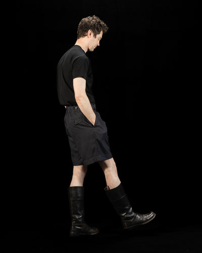 MotivMfg Oblique Shorts - Dark Navy Herringbone Tussah Silk - Standard & Strange