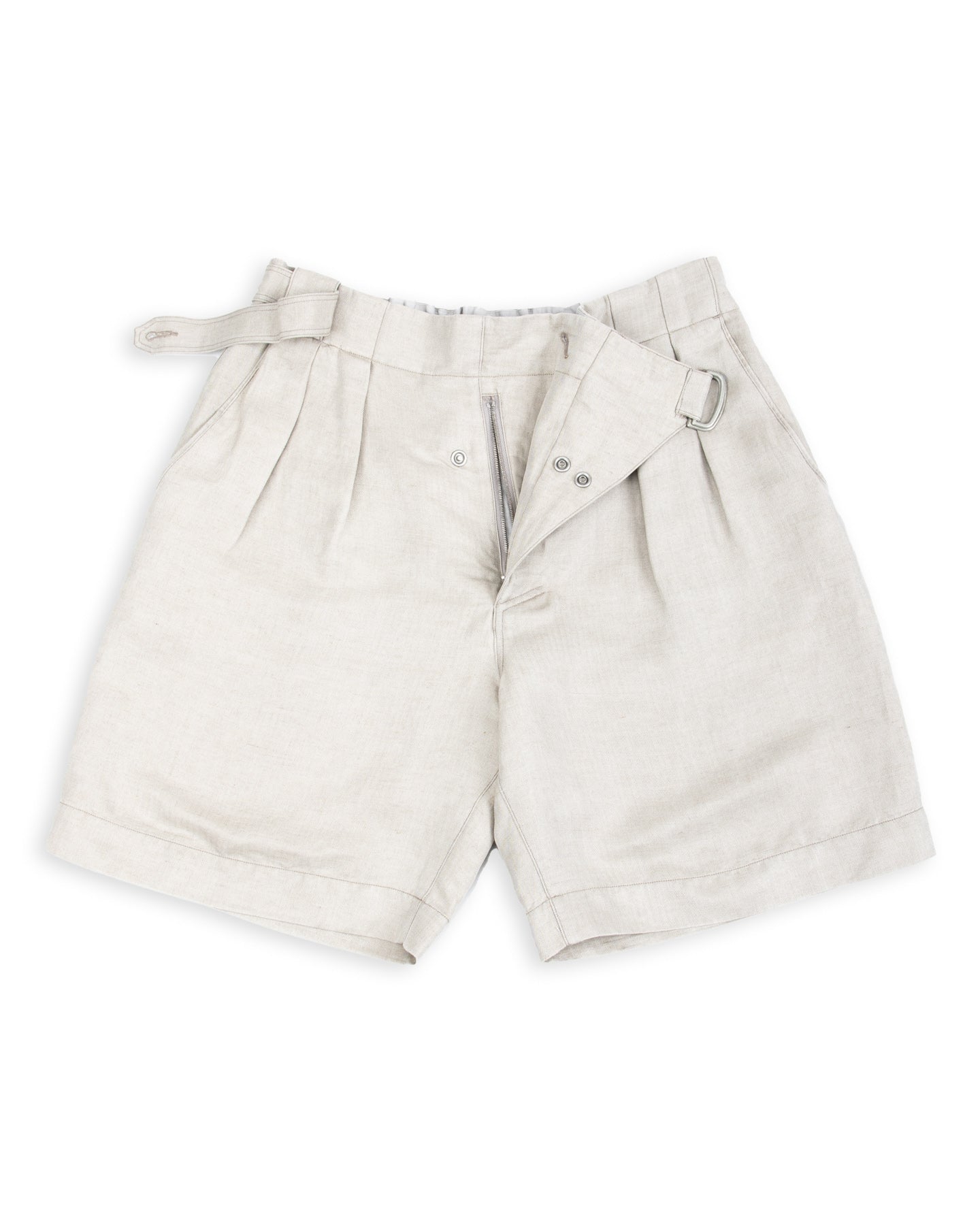 MotivMfg Oblique Shorts - Natural Silk Linen Fine HBT - Standard & Strange