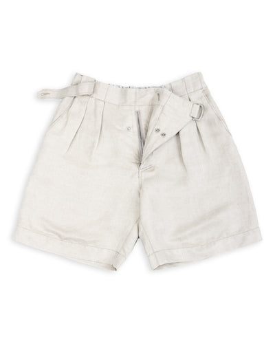 MotivMfg Oblique Shorts - Natural Silk Linen Fine HBT - Standard & Strange