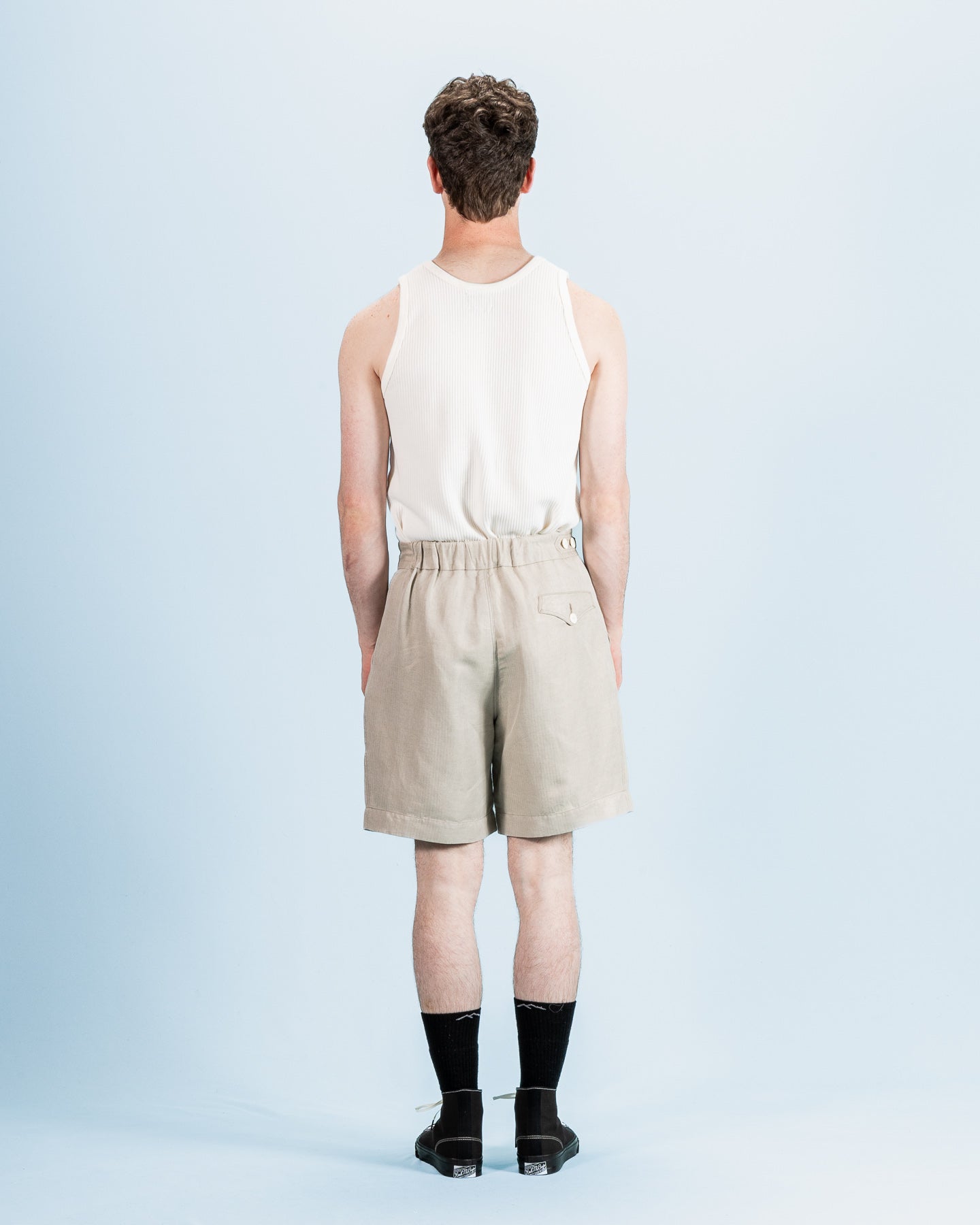 MotivMfg Oblique Shorts - Natural Silk Linen Fine HBT - Standard & Strange