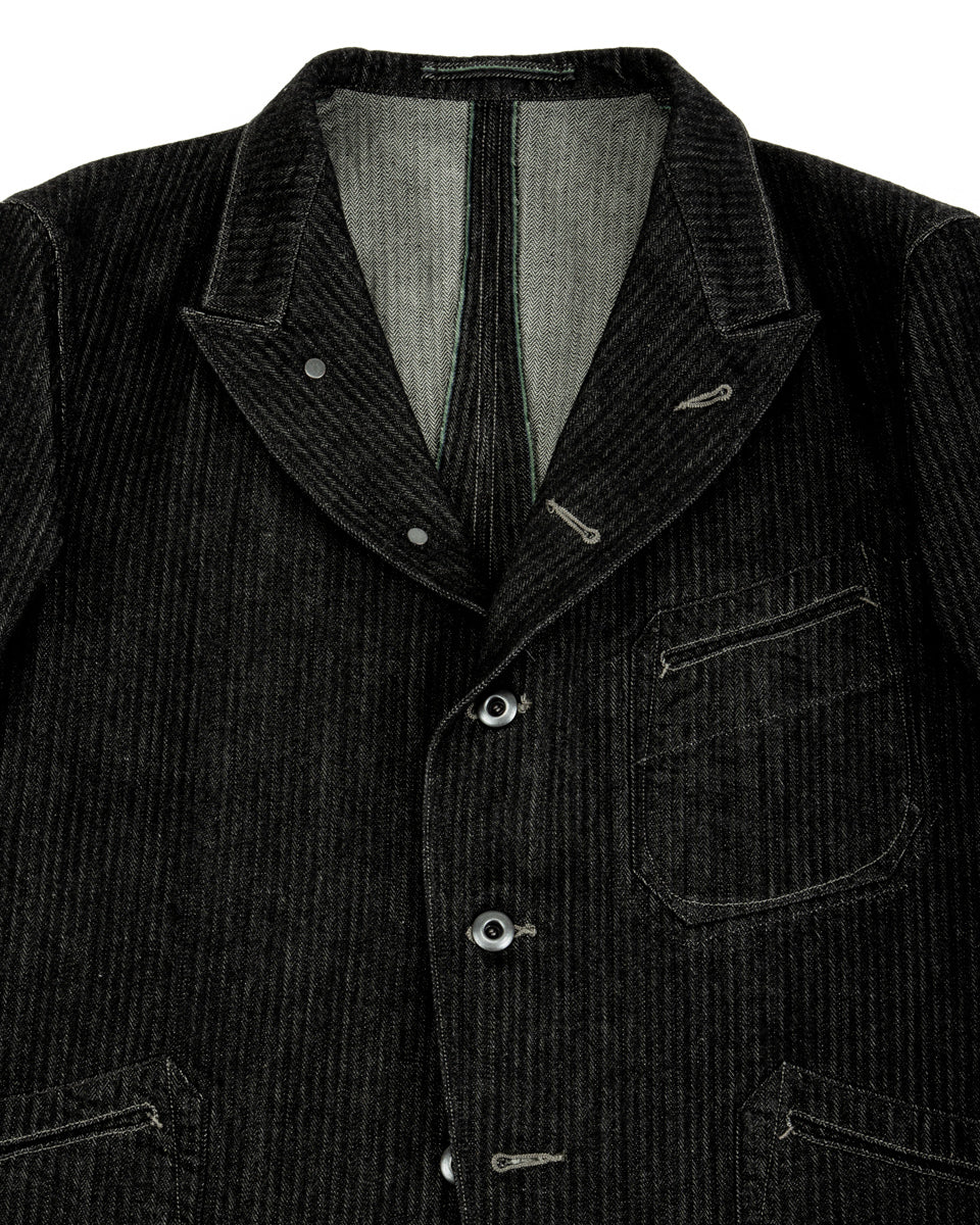 MotivMfg Peak Lapel Lounge Jacket - Black Denim Herringbone - Standard & Strange