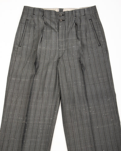MotivMfg Robert Trousers - Vintage Grey Melange Stripe Dupioni - Standard & Strange