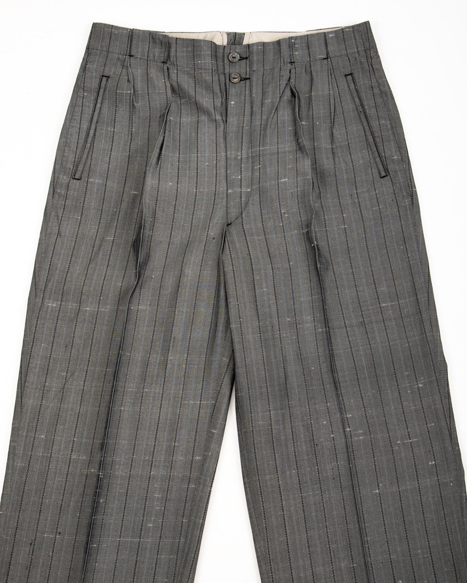 MotivMfg Robert Trousers - Vintage Grey Melange Stripe Dupioni - Standard & Strange