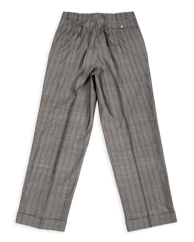 MotivMfg Robert Trousers - Vintage Grey Melange Stripe Dupioni - Standard & Strange