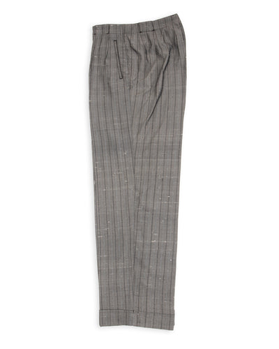MotivMfg Robert Trousers - Vintage Grey Melange Stripe Dupioni - Standard & Strange