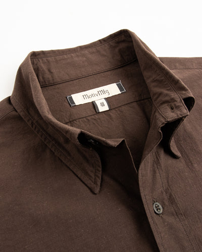 MotivMfg Authentic Fit BD Shirt - Lawn/Espresso Japanese Cotton Hemp - Standard & Strange