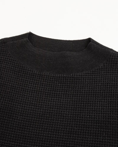 MotivMfg Micro Waffle Thermal Knit - Black Wool Linen Cotton Micro Waffle Knit - Standard & Strange