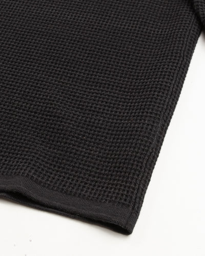 MotivMfg Micro Waffle Thermal Knit - Black Wool Linen Cotton Micro Waffle Knit - Standard & Strange