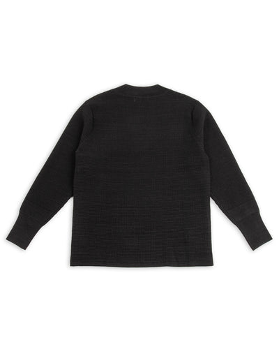MotivMfg Micro Waffle Thermal Knit - Black Wool Linen Cotton Micro Waffle Knit - Standard & Strange