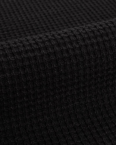 MotivMfg Micro Waffle Thermal Knit - Black Wool Linen Cotton Micro Waffle Knit - Standard & Strange