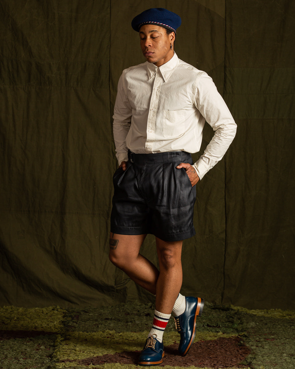 MotivMfg Oblique Shorts - High Twist Tussah Silk Twill/Midnight - Standard & Strange