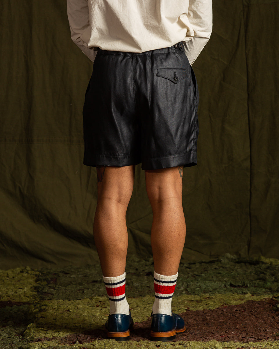 MotivMfg Oblique Shorts - High Twist Tussah Silk Twill/Midnight - Standard & Strange