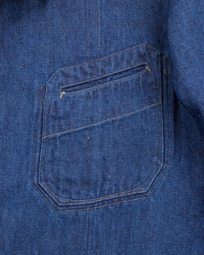 MotivMfg Peak Lapel Lounge Jacket - Indigo Linen Cotton Denim - Standard & Strange