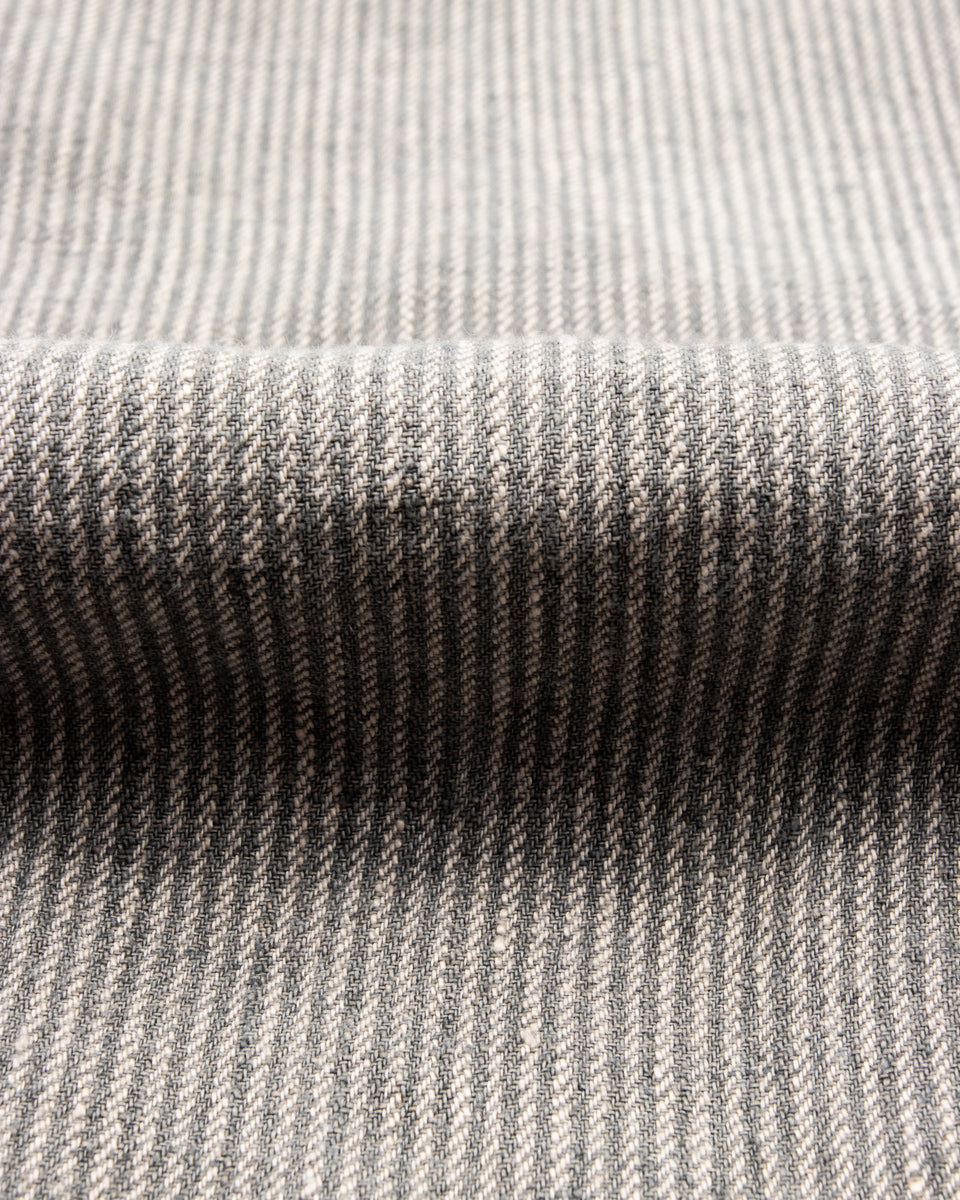 MotivMfg Peak Lapel Sack Jacket - Light Grey Stripe High Twist Linen Serge - Standard & Strange