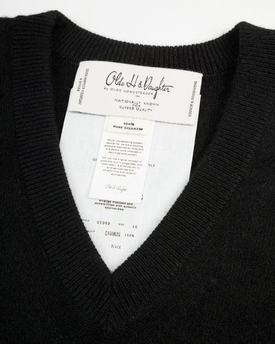 Olde H & Daughter Cashmere V Pullover - Black 10 - Standard & Strange