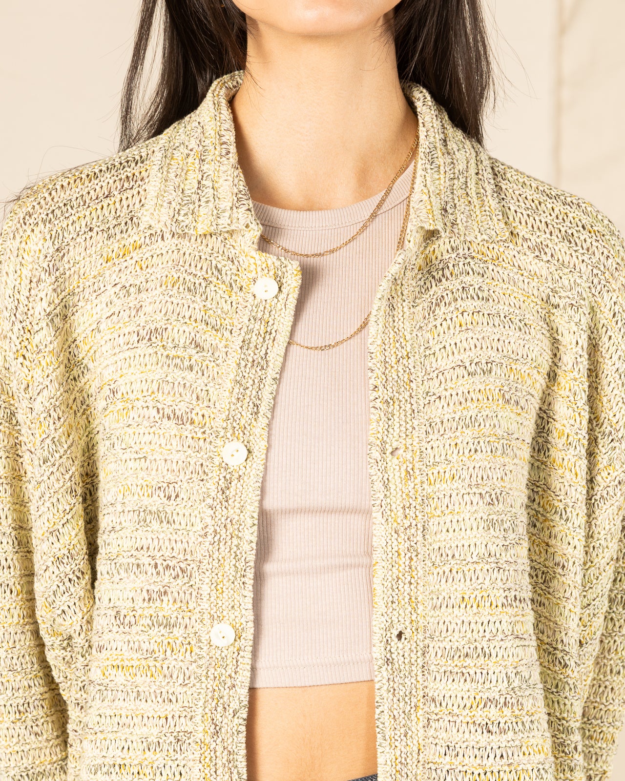 Olde H & Daughter Cotton Wrap Stitches Cardigan - Desert 10 - Standard & Strange
