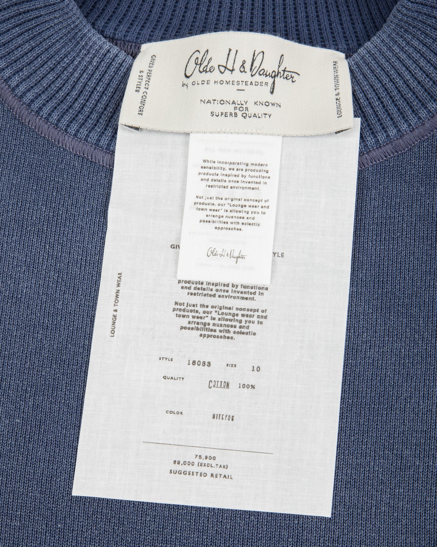 Olde H & Daughter Distressed Effect Cotton Pullover - Nitefog 10 - Standard & Strange
