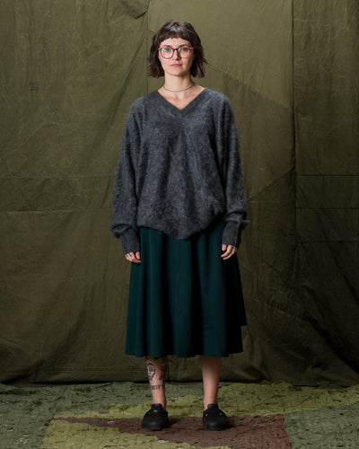 Olde H & Daughter Fur Cashmere V Pullover - Charcoal - Standard & Strange