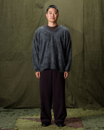Olde H & Daughter Fur Cashmere V Pullover - Charcoal - Standard & Strange