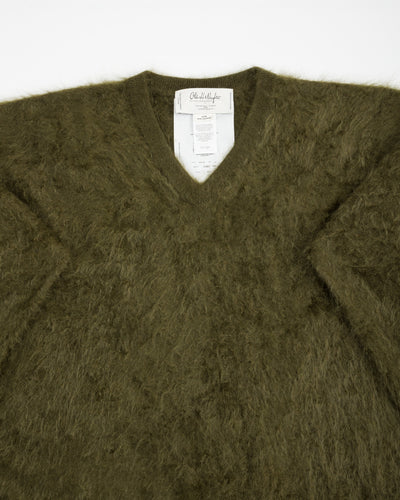 Olde H & Daughter Fur Cashmere V Pullover - Moss 10 - Standard & Strange