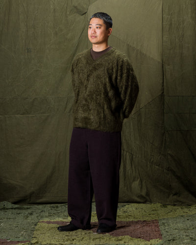 Olde H & Daughter Fur Cashmere V Pullover - Moss 10 - Standard & Strange