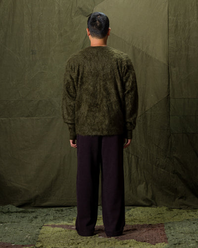 Olde H & Daughter Fur Cashmere V Pullover - Moss 10 - Standard & Strange
