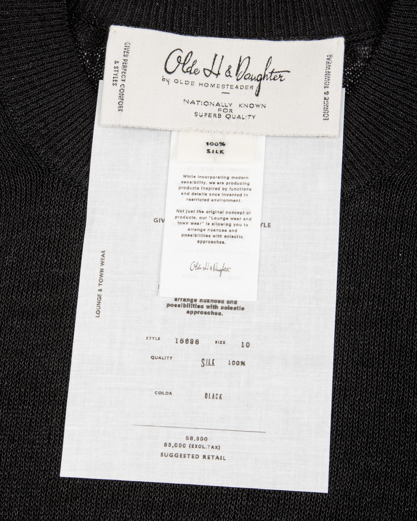 Olde H & Daughter Jyarijyari Silk Crew Pullover - Black - Standard & Strange