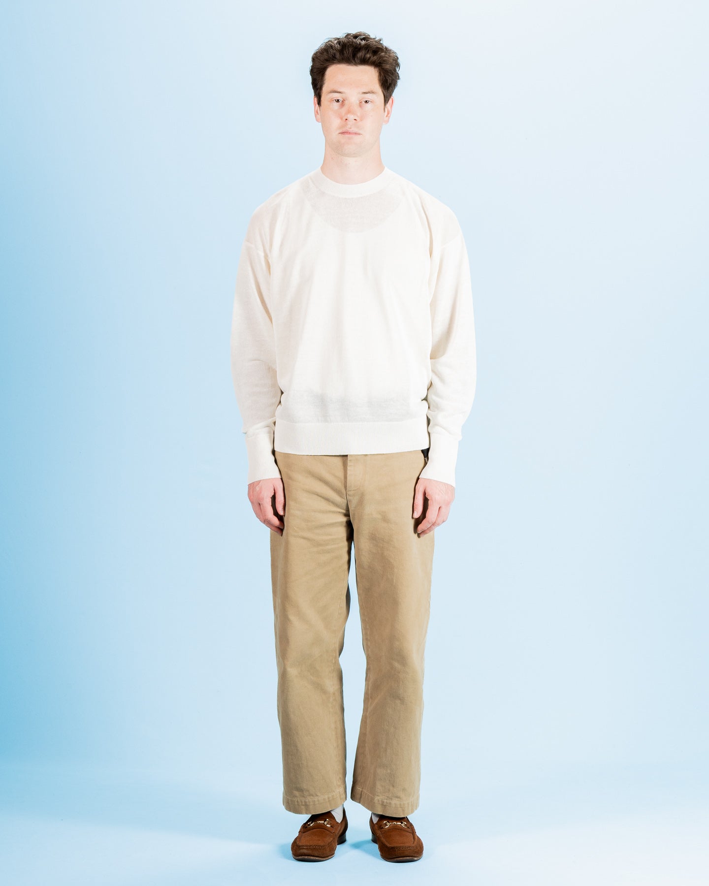 Olde H & Daughter Jyarijyari Silk Crew Pullover - Ecru - Standard & Strange