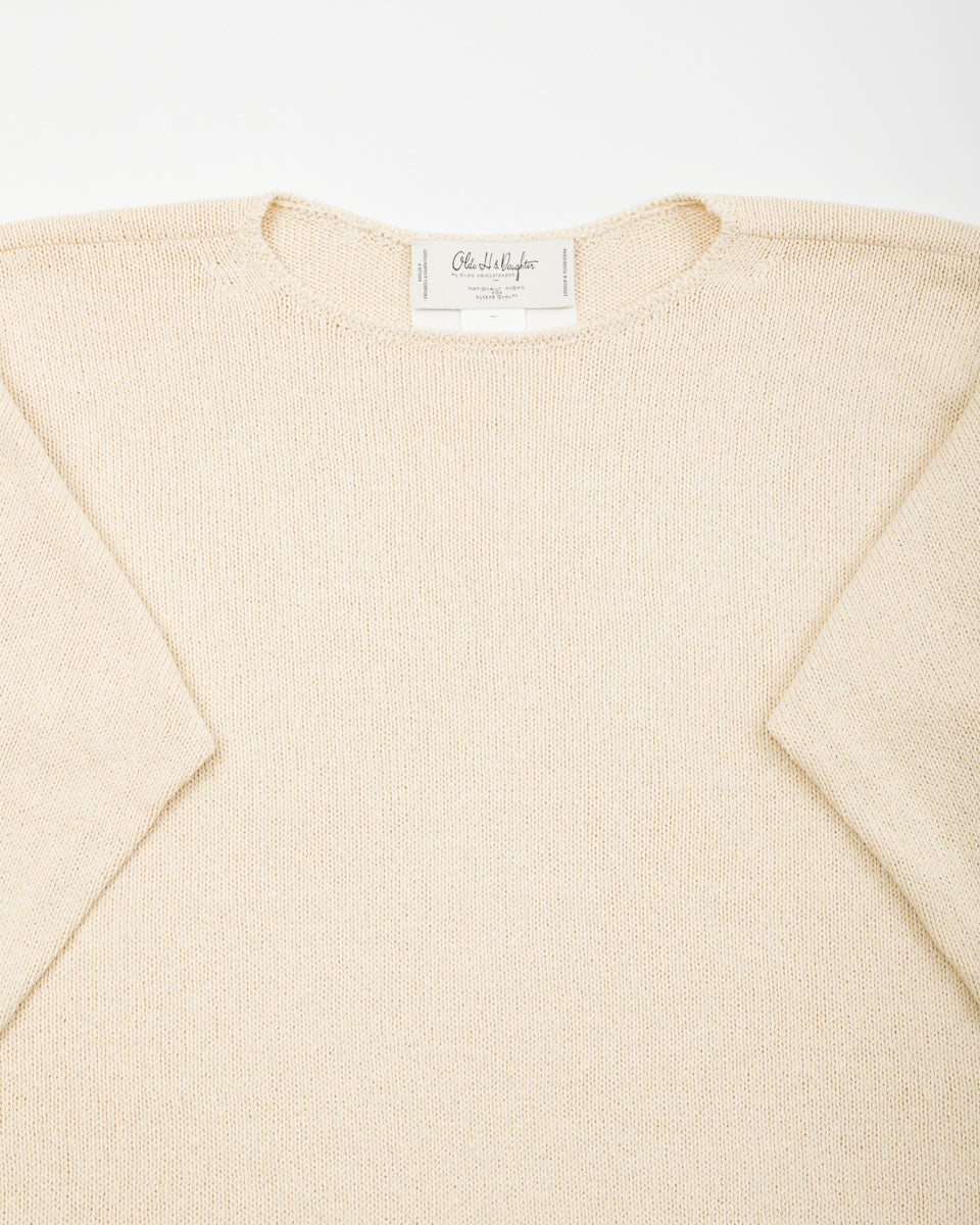 Olde H & Daughter Silk Cotton Boatneck Pullover - Ecru 08 - Standard & Strange