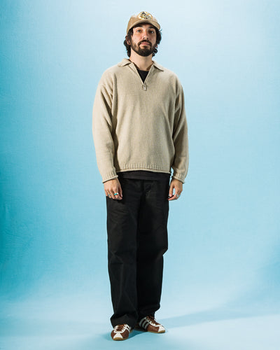 Olde H & Daughter Silk Cotton Half Zip Pullover - Stone 08 - Standard & Strange