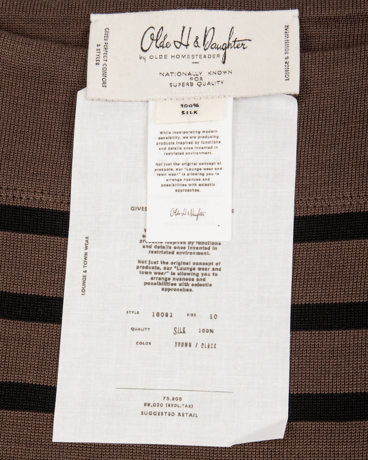Olde H & Daughter Silk Heavy Weight Pullover - Brown/Black 10 - Standard & Strange