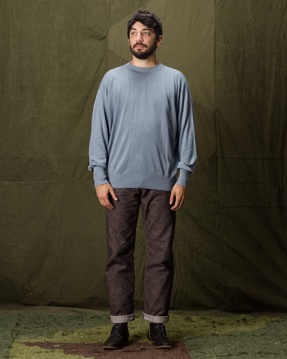 Olde H & Daughter Silk Plain Stitch Crewneck L/S - Blue Stone 10 - Standard & Strange