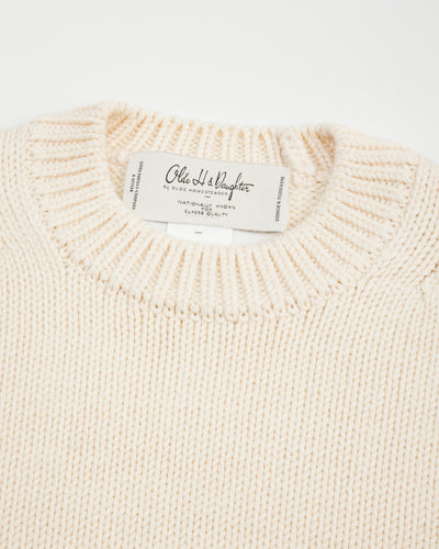 Olde H & Daughter Wool Crewneck Pullover - Ecru 10 - Standard & Strange