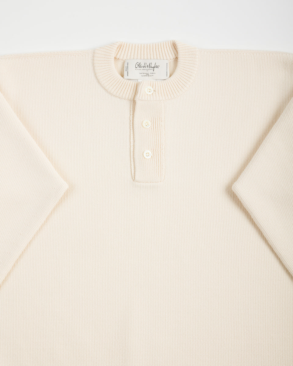 Olde H & Daughter Wool Henley Neck L/S - Ecru 10 - Standard & Strange