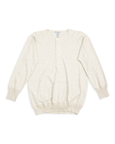 Olde Homesteader Cashmere Interlock Henley Neck L/S - Ecru Heather - Standard & Strange