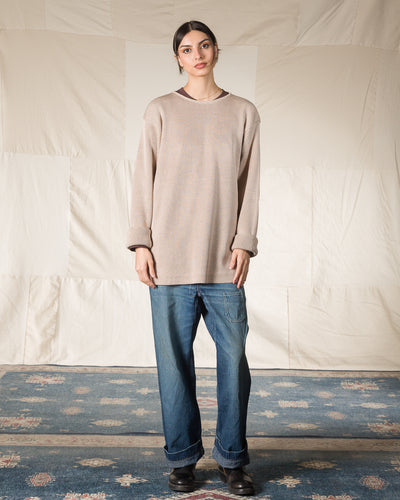 Olde H & Daughter Silk Hand Knitting Heavyweight Rib Pullover - Beige 8 - Standard & Strange
