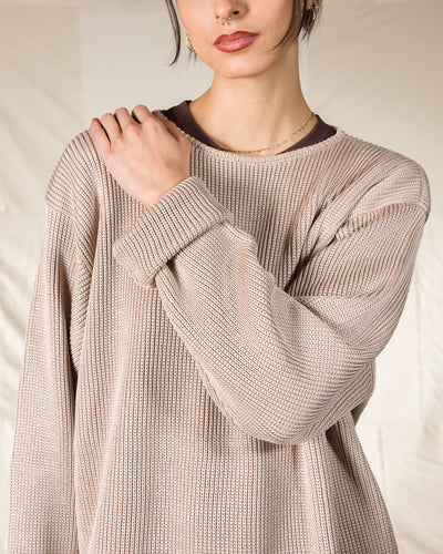 Olde H & Daughter Silk Hand Knitting Heavyweight Rib Pullover - Beige 8 - Standard & Strange