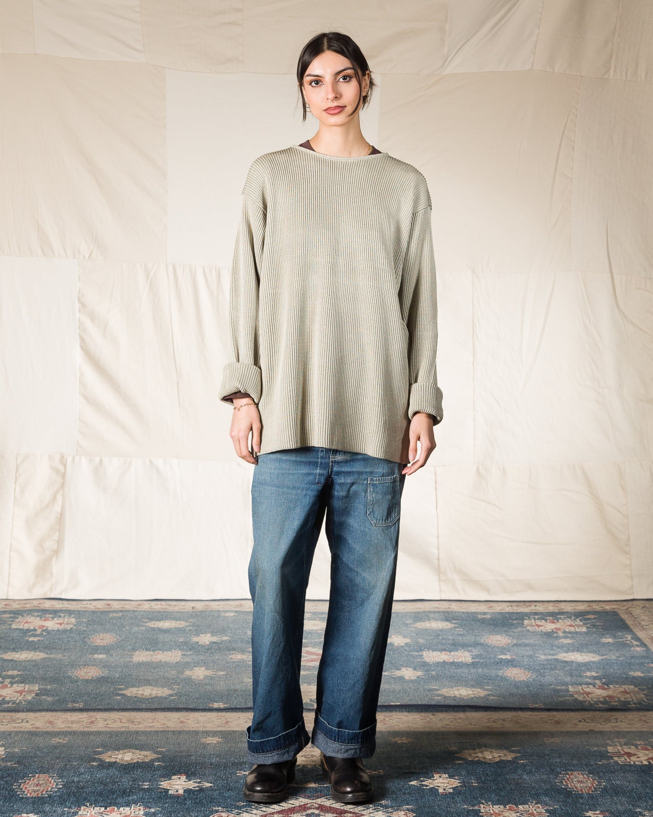 Olde H & Daughter Silk Hand Knitting Heavyweight Rib Pullover - Willow 8 - Standard & Strange