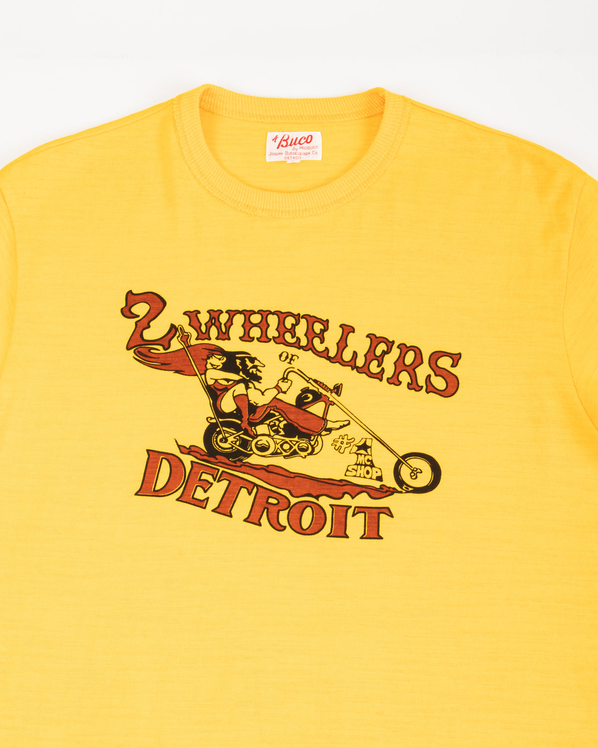 The Real McCoy's Athletic T-Shirt / 2-Wheelers Of Detroit - Yellow - Standard & Strange